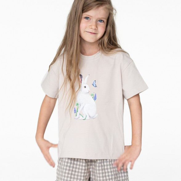 T-krekls ar truša apdruku - bēšs